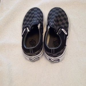 Vans black and brown checkered slip on  kids shoes